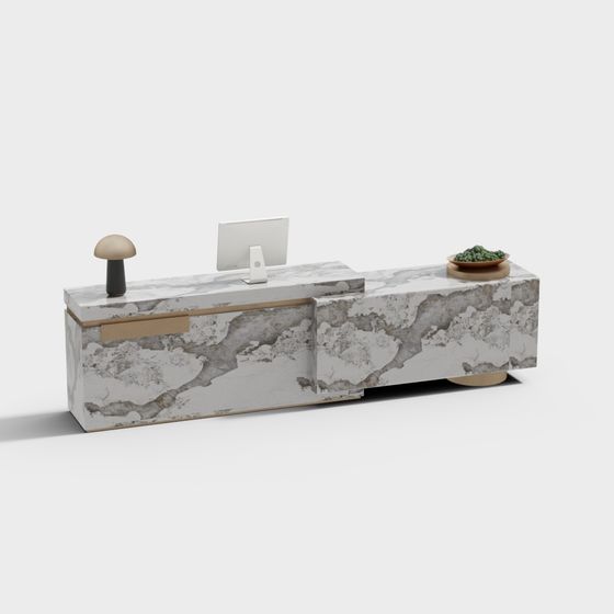 Elegant Marble Office Desk 3D model