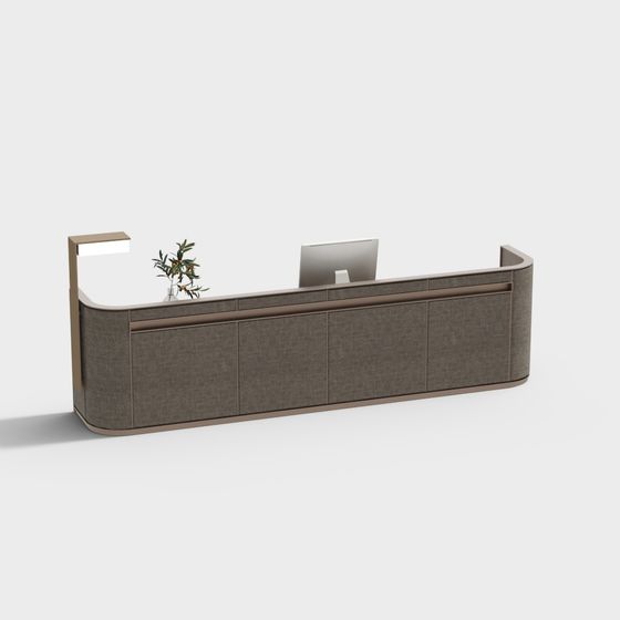 Elegant Reception Desk 3D model for Office Spaces