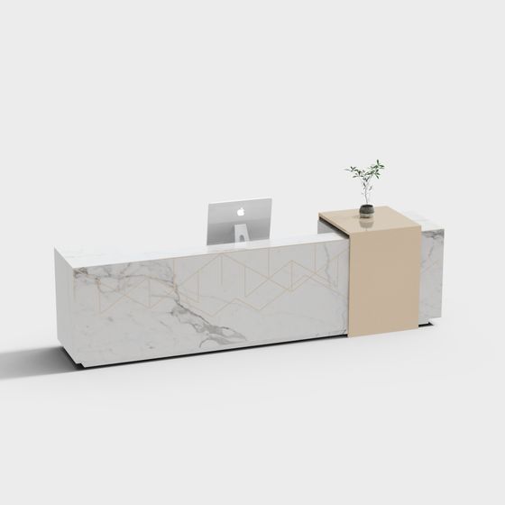 Elegant Marble Desk 3D model for Modern Interiors