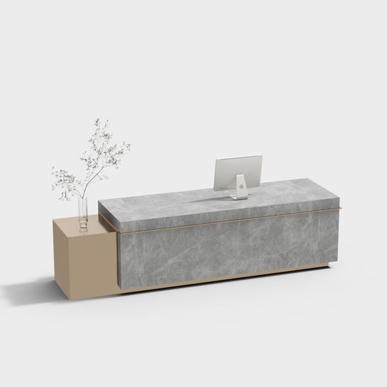 Stylish Reception Desk 3D model with Low-Polygon Design