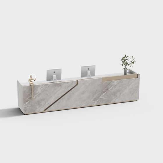 Elegant Minimalist Reception Desk 3D Model