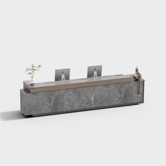 Elegant Minimalist Reception Desk 3D model