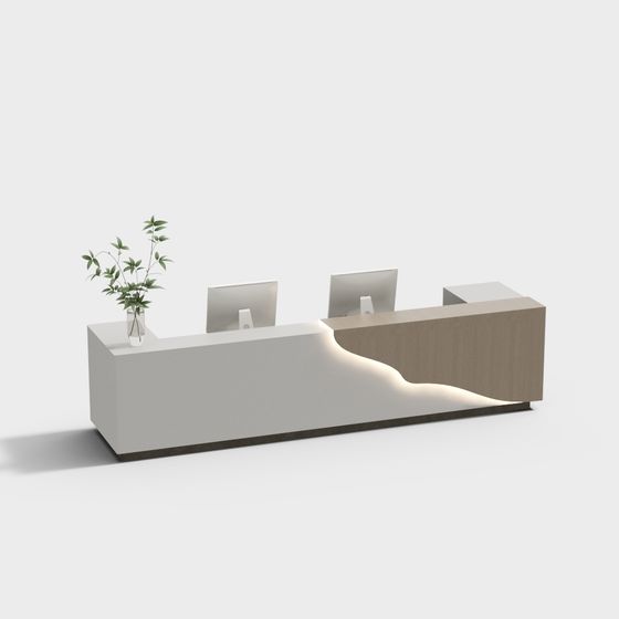 Streamlined Reception Desk 3D model