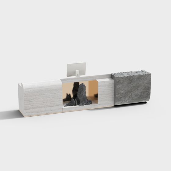 Minimalist Industrial 3D Model with Nature Elements