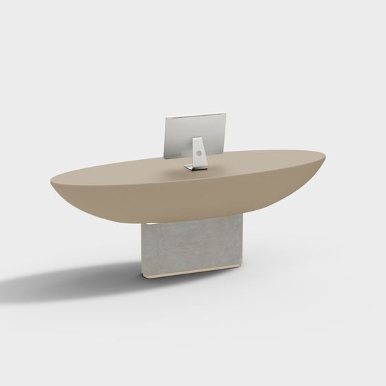 Elegant Oval Office Desk 3D model for Modern Workspaces
