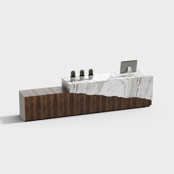 Elegant Marble and Wood Combination 3D model