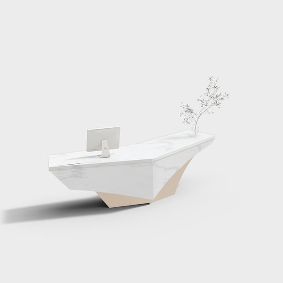 Sleek Low-Poly Office Desk 3D model