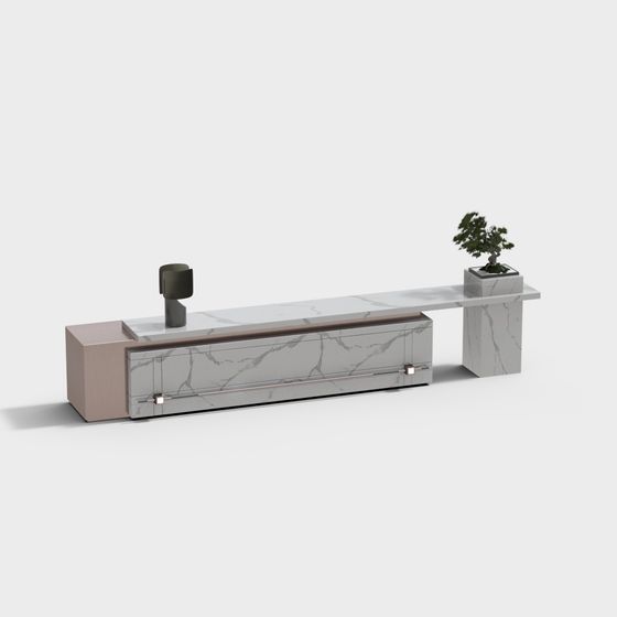 Elegant Minimalist Reception Desk 3D model