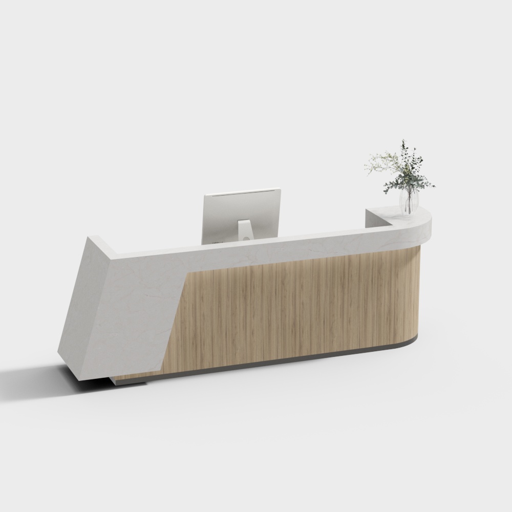 Elegant Reception Desk 3D model in Modern Minimalist Style