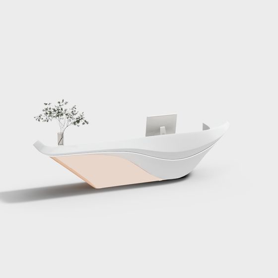 Streamlined Reception Desk 3D model