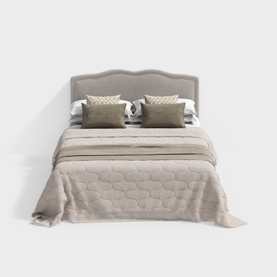 Elegant Low-Poly Bed 3D model for Cozy Interiors