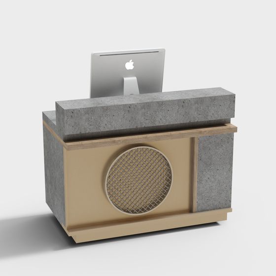 Concrete Office Desk 3D model for Modern Workspaces