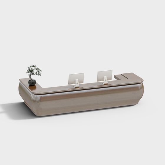 Streamlined Office Desk 3D model