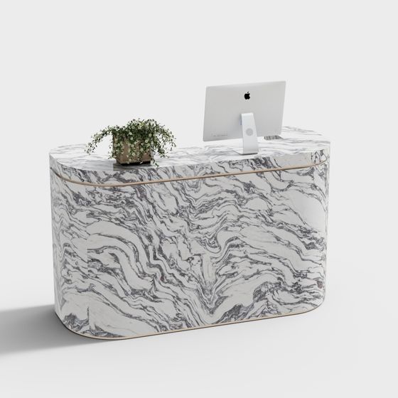 Curved Marble Reception Desk 3D Model
