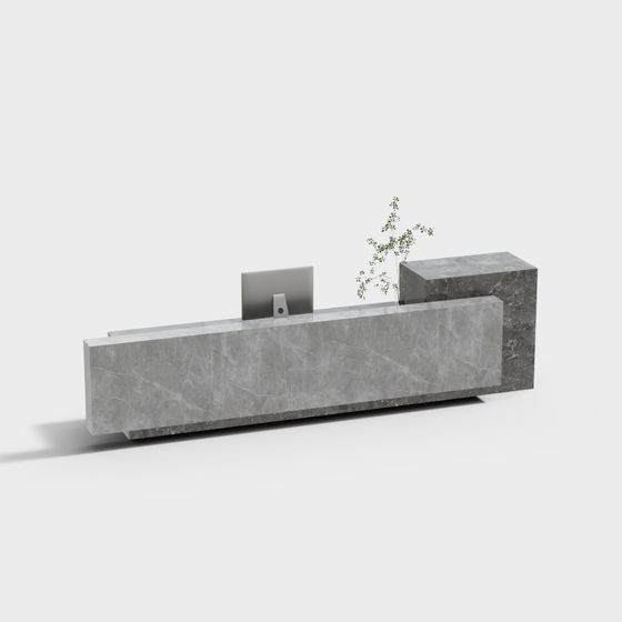Stylish Minimalist Reception Desk 3D model
