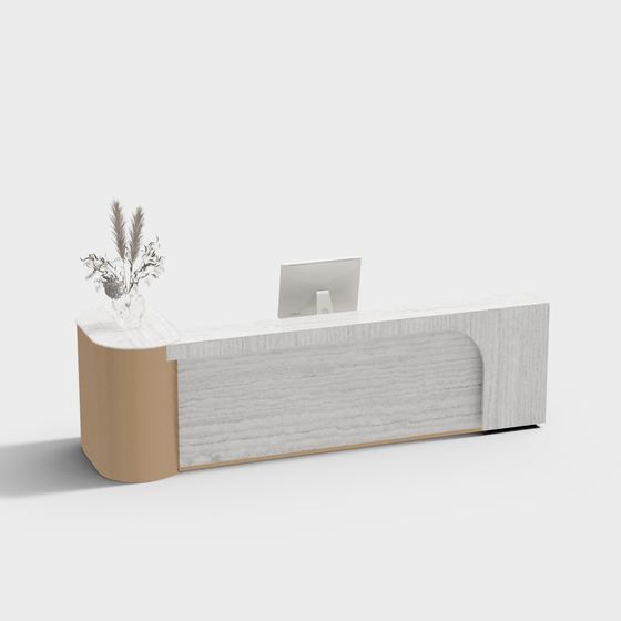 Elegant Low Poly Reception Desk 3D model