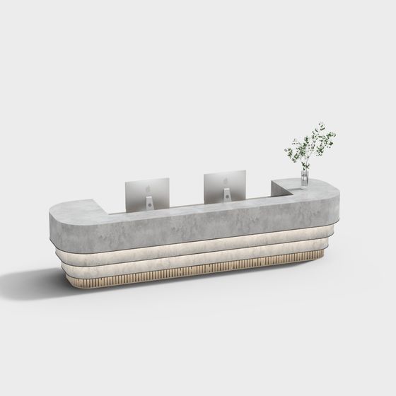 Minimalist Concrete Reception Desk 3D model for Modern Spaces