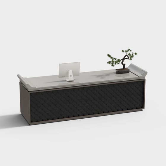 Elegant Zen Office Desk 3D model