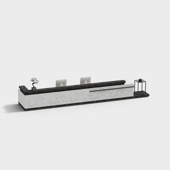 Elegant Minimalist Reception Desk 3D model