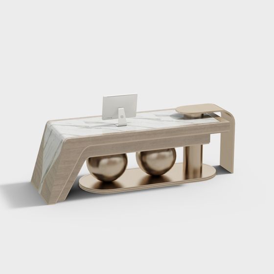 Streamlined Office Desk 3D model