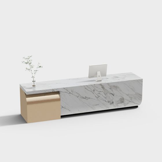 Stylish Marble Office Desk 3D model for Modern Spaces