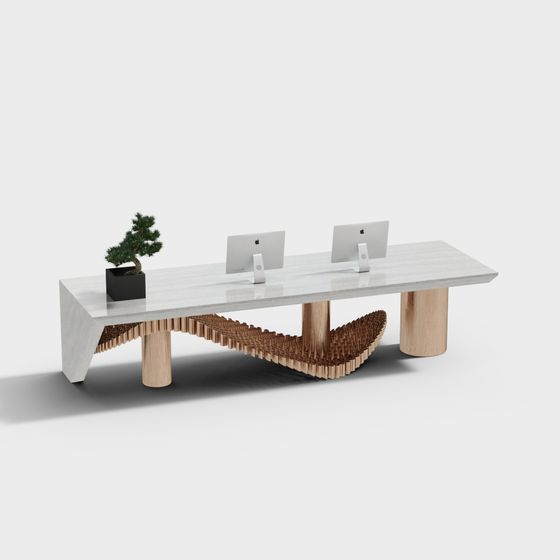 Sleek Linear Office Desk 3D model
