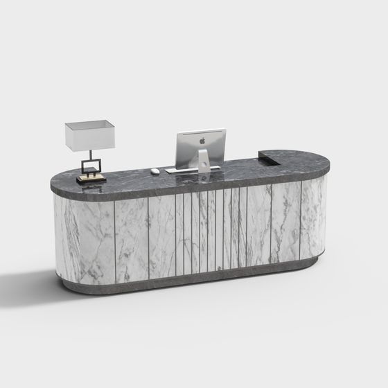Elegant Low-Polygon Reception Desk 3D model