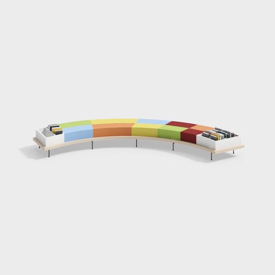 Colorful Rainbow Bookshelf 3D model for Creative Spaces