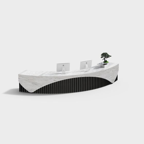 Sleek Reception Desk 3D model for Modern Spaces