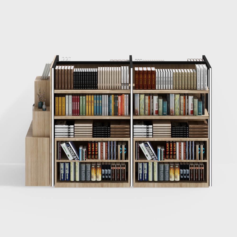 Kệ sách hai chiều với tủ bên