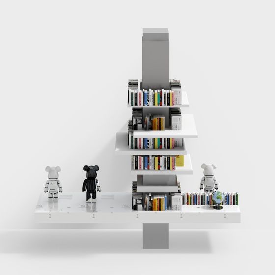 Modern Low-Poly Bookshelf 3D model
