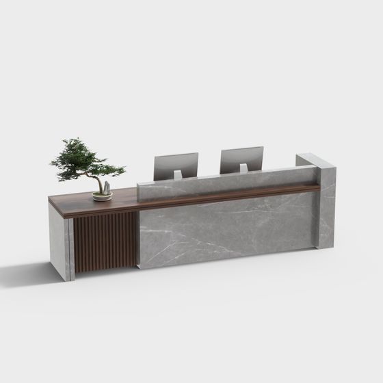 Elegant Reception Desk 3D model for Modern Interiors