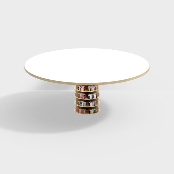 Stylish Low-Poly Bookshelf Round Table 3D model