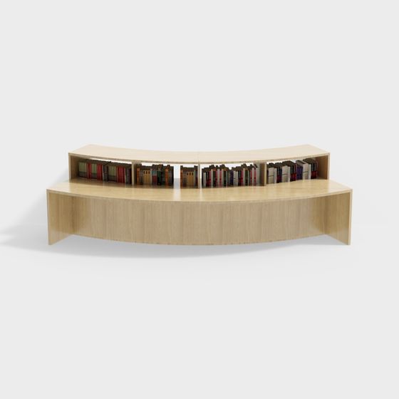 Elegant Semi-Circular Bookshelf 3D model