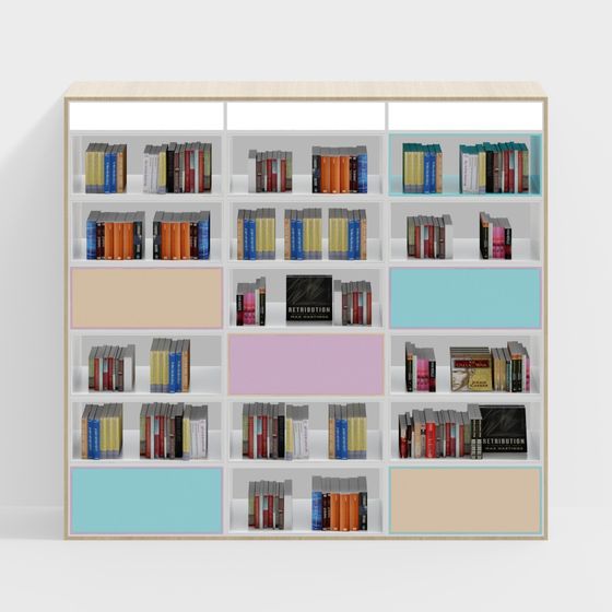 Low-Poly Stylish Bookshelf 3D model