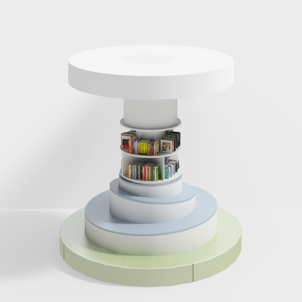 Reading room multi-layer cylindrical bookshelf