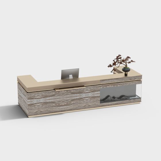 Elegant Minimalist Reception Desk 3D model