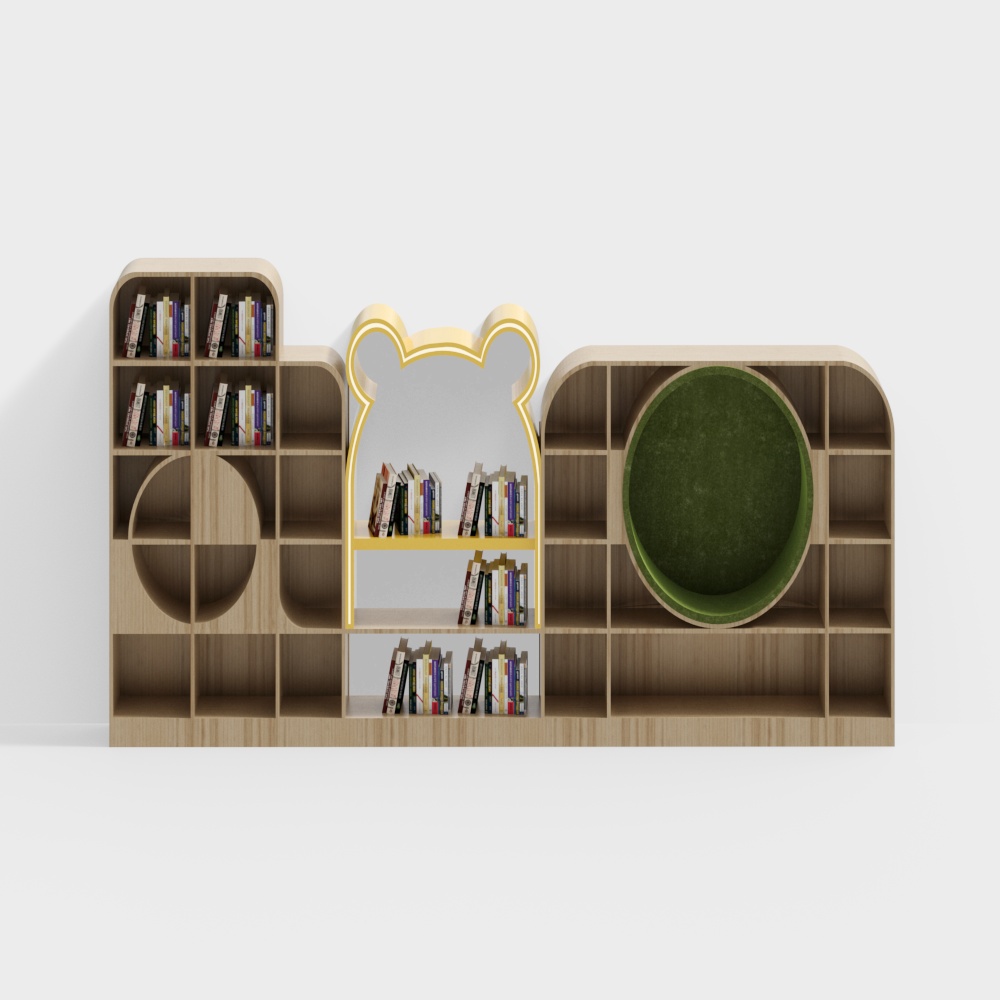 Unique Low-Polygon Bookshelf 3D Model
