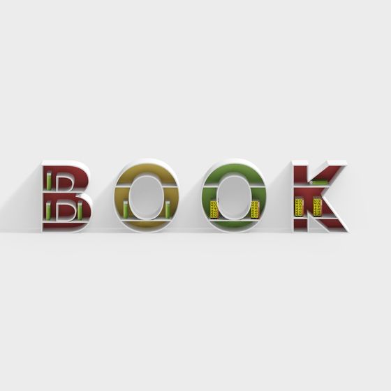 Bookshelf Letters 3D model