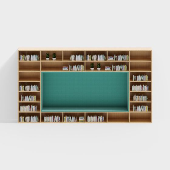 Elegant Low-Polygon Bookshelf 3D Model