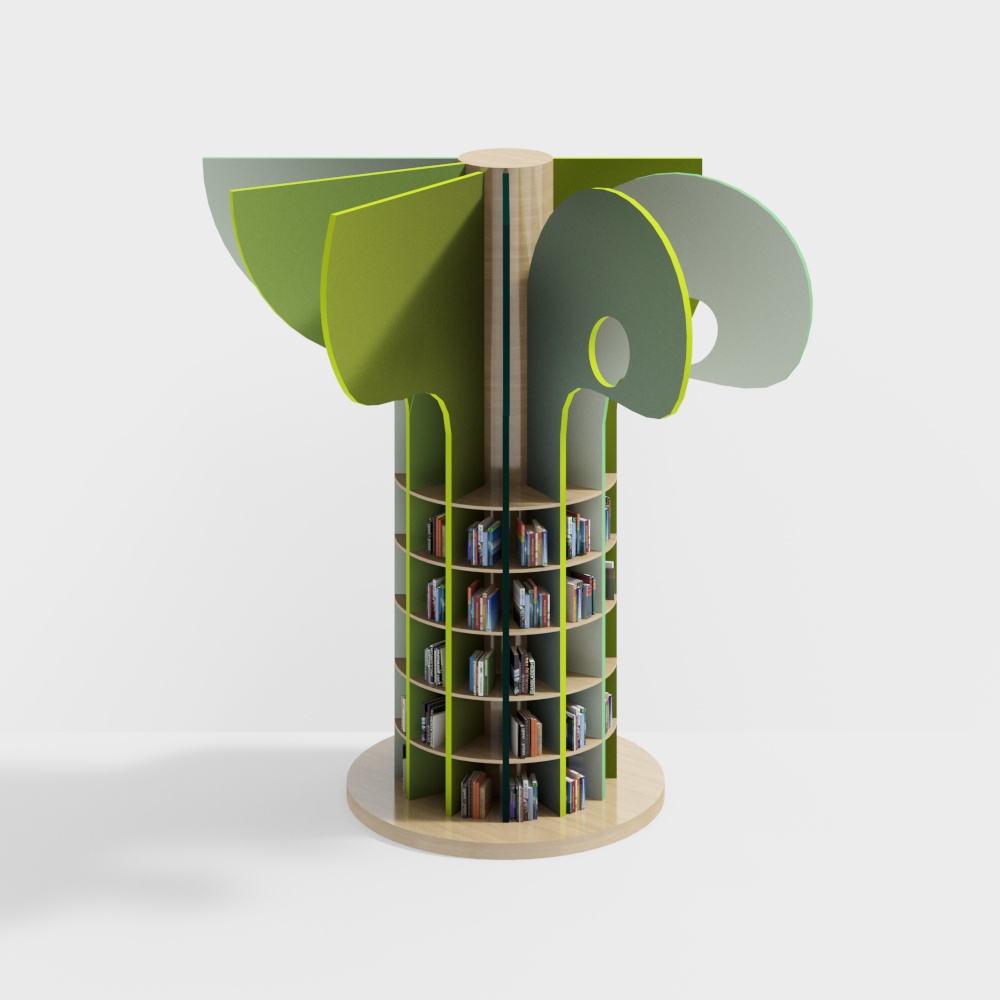 Stylish Geometric Bookshelf 3D Model – Modern Natural Design