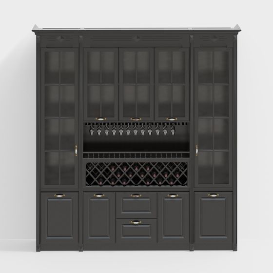Elegant Wine Cabinet 3D model for Modern Interiors
