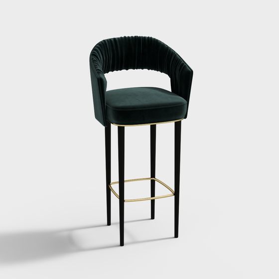 Velvet Bar Stool 3D model