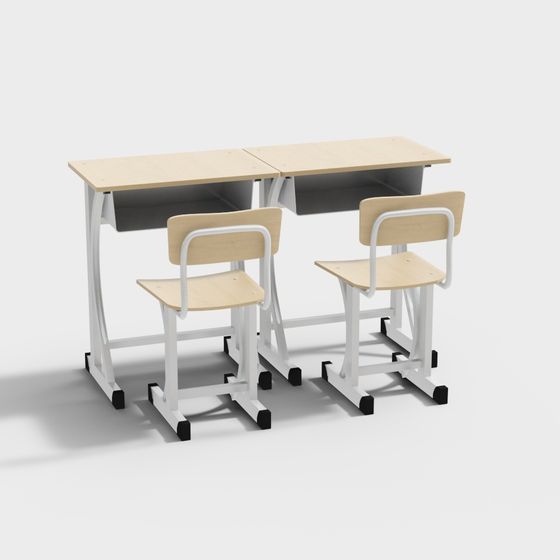 Stylish School Desk and Chair 3D Model for Creative Spaces