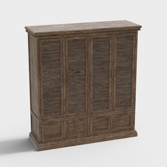 Rustic Wooden Cabinet Low-Poly 3D model
