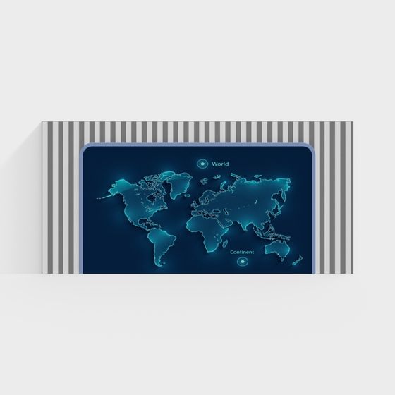 Interactive World Map 3D model for Futuristic Design