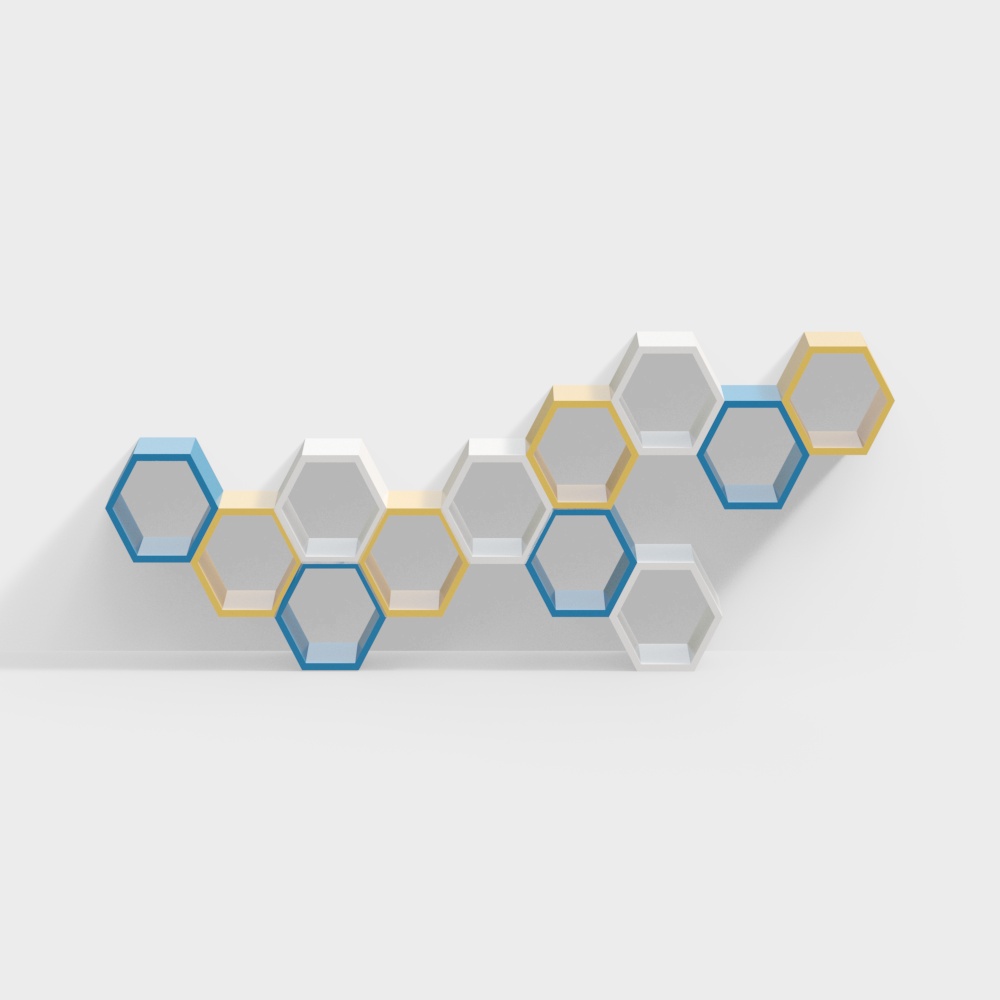 Unique Hexagonal Shelving Unit 3D Model – Geometric Minimalism