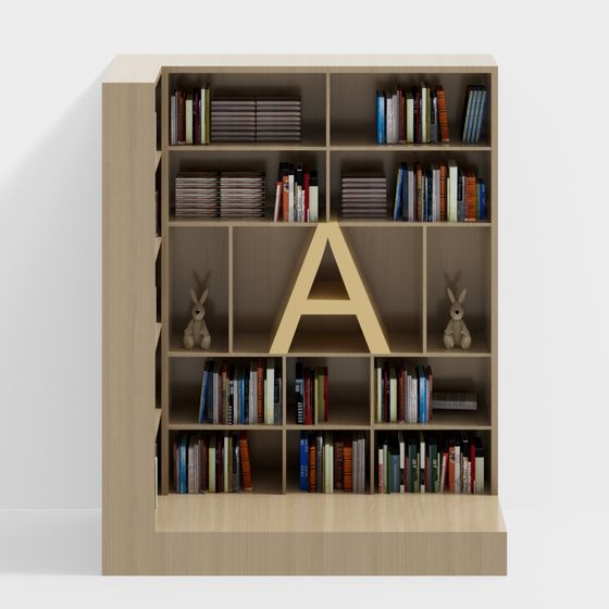 Charming Low-Polygon Bookshelf 3D model