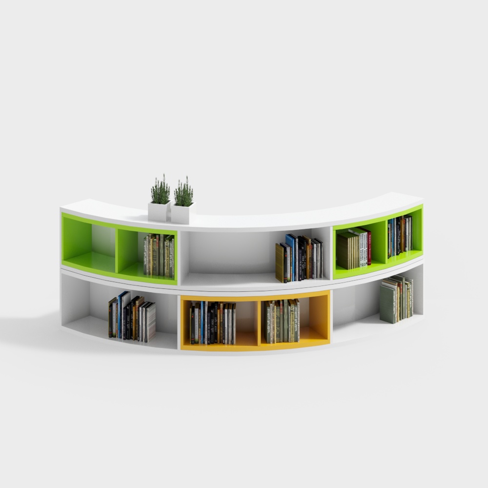 Colorful Low-Poly Bookshelf 3D model