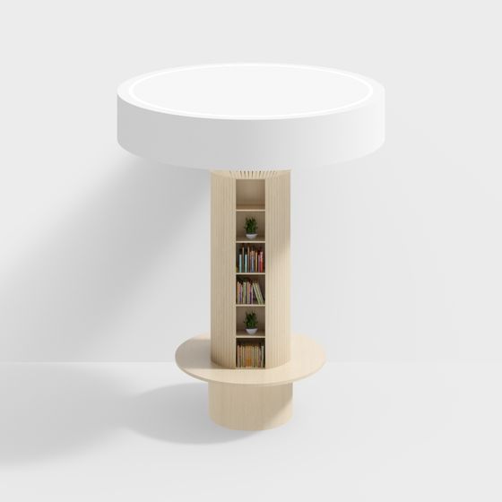 Stylish Cylinder Bookshelf Desk 3D model for Modern Spaces